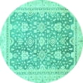 thumbnail image 1 of Ahgly Company Indoor Round Oriental Turquoise Blue Traditional Area Rugs, 5' Round, 1 of 4