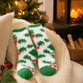 thumbnail image 4 of Women Christmas Fuzzy Slipper Socks, Plush Fluffy Cozy Home Sleeping Socks, Soft Warm Winter Indoor Socks, Assorted Holiday Theme Designs, Perfect Stocking Stuffer for Holiday Season C, 4 of 5