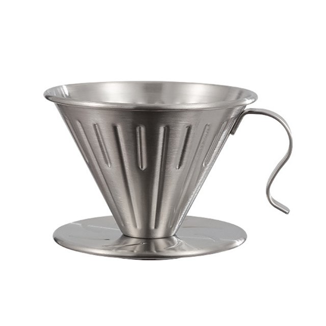 Visland Coffee Filter Cone Stainless Steel Hand Drip Pour Over Coffee Funnel with Spiral Ribs Dishwasher Safe V-Shaped Coffee Filter for Most Coffee Makers Camping Home Brewing