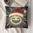 thumbnail image 3 of Ullo0ord Christmas Emoji Decorative Throw Pillow Case, Funny Face in Winter Hat with Snowflakes Pine Tree Lines Print, Cushion Cover for Couch Living Room Car,  Dark Pink Cadet Blue 12x12in, 3 of 5