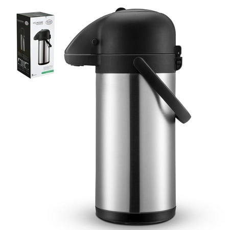 Alpine Cuisine Stainless Steel Thermos Vacuum 2.5-L Hand Pressed with Plastic Handle & Lid, Leak-Proof Sports drinks jug flask for Water Coffee Tea, Comfortable & Lightweight, Hot & Cold Beverage