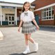 thumbnail image 2 of Odeerbi Niñas 3 Piezas Preppy Traje Ruffle Camisa de Manga Corta y Falda Plisada Cuadrado Conjunto de Uniforme Escolar Con Corbata, 2 of 6