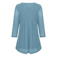 thumbnail image 4 of YanHoo Sparkle 3/4 Sleeve Tunic Tops for Women 2026 Sequin Glitter Pleated Dressy Blouse Crewneck Loose Fit Lightweight Shimmer Party Shirts Light Blue,XL, 4 of 7