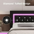 thumbnail image 4 of 4 EVER WINNER Full Size LED Bed Frame with Headboard，Upholstered Platform Bed Frame with LED Lights，Diamond Tufted Headboard and Footboard，Black, 4 of 7