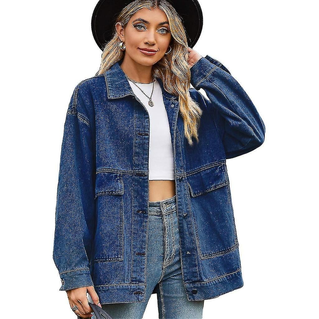 Veste Jean Femme Grande Taille Cardigan Long Été Décontracté Avec Poches