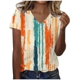 thumbnail image 3 of Craaazy Women's Casual Blouses V-Neck Loose Fit Slim Floral Printed Short Sleeve Tunic Tops Comfortable Summer Shirts for Work Gifts, 3 of 5