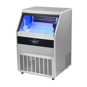 VEVOR 110V Commercial Ice Machine 440lbs/24H with 130lbs Bin, Full Cube, LED Panel, Stainless Steel Electric Water Drain Pump