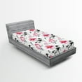 thumbnail image 2 of Ambesonne Hibiscus Fitted Sheet, Spring Asian Flowers Dream, Twin Size, Magenta and Purpleblue, 2 of 5