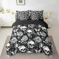 thumbnail image 2 of Erosebridal Sugar Skull 7 Pieces Bedding Set Full Size, Gothic Skull Comforter Set with Sheets Rose Skeleton Bed in A Bag Boho Exotic Teens Bed Set Bedroom Decor 7Pcs, 2 of 5