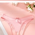 thumbnail image 4 of VONCOS Womens Seamless No Show Thong with Lace & Bow - Soft Stretch Underwear for Everyday Comfort, Pink,Size S, 4 of 4