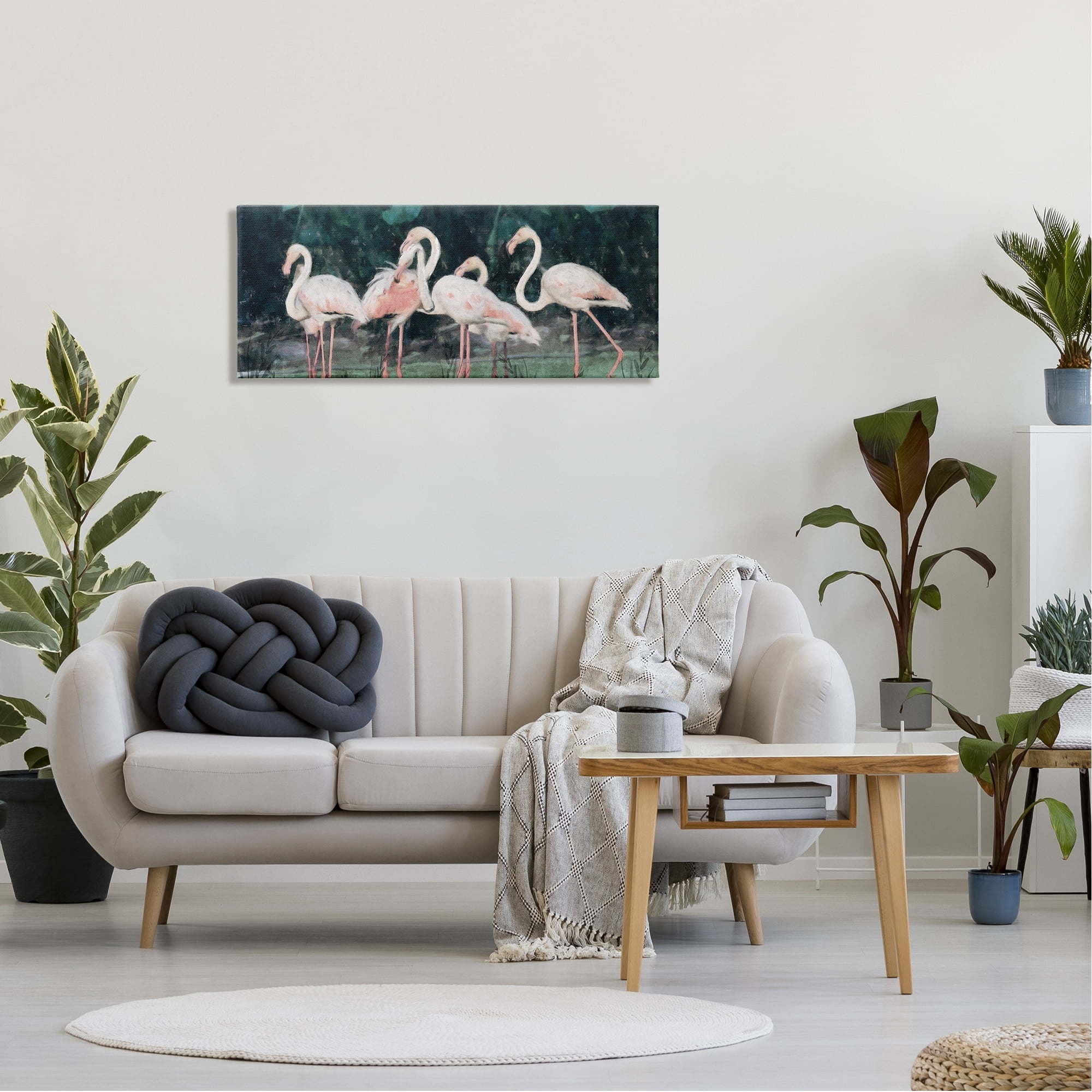 Stupell Industries Flamingos In Green Nature Swamp Animals & Insects Painting Gallery Wrapped Canvas Print Wall Art