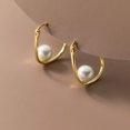 thumbnail image 5 of K-KED Gold plated 925 Sterling Silver Pearl Earrings Stud Dangle Women Wedding Gifts, 5 of 6