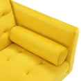thumbnail image 7 of Modern Velvet Futon Sofa Beds, Upholstered Convertible Sofa Couch with 2 Pillows Removable Square Armrests for Living Room, Small Space, Apartment, Yellow, 7 of 7