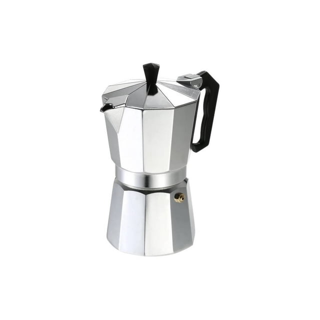 Cafetera italiana portátil de aluminio plateado, 6 tazas, 300 ml
