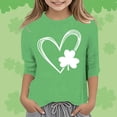 thumbnail image 2 of lnmuld Cute Tops Stylish Girls Graphic St Patricks Day Tee Fashionable Versatile Round Neck Three Quarter Sleeve Casual Shirt Size:9-10 Years, 2 of 4