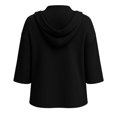 thumbnail image 3 of VSSSJ Women's 3/4 Sleeve Hooded Sweatshirt Loose Fit Batwing Sleeve Ribbed Textured Lightweight Fall Casual Pullover Shirt Tops L, 3 of 8