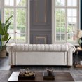 thumbnail image 4 of 88.5" Linen Fabric Chesterfield Sofa, Button Tufted 3 Seater Sofa Couch with Scroll Arms and Nailhead Trims, Accent Large Sofa with Padded Seat Cushions and Back, for Living Room Bedroom, Beige, 4 of 9