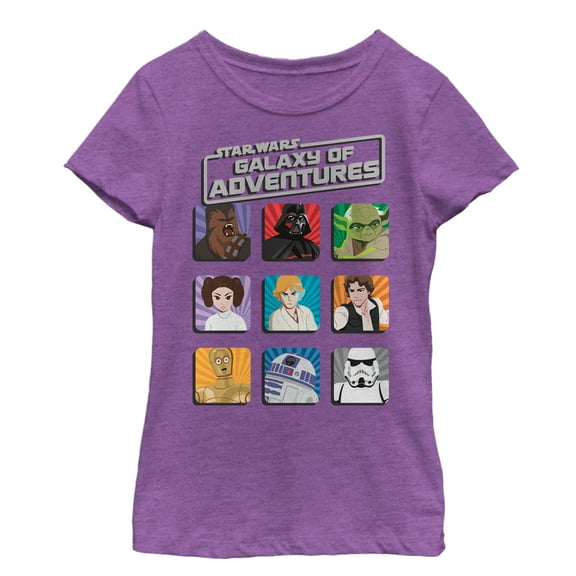 Girl's Star Wars Galaxy of Adventures Character Posters  Graphic Tee Purple Berry Small