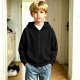 thumbnail image 4 of Abcomgle Boys Zip Up Jacket with Hood Waffle Knit Full-Zip Jacket for Boys Raglan Long Sleeves Jacket Sweatshirt Boy Trendy Fall Hooded Hoodies for Boys with Pockets, 4 of 6
