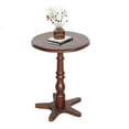 thumbnail image 2 of GZXS 15.75" Round Wooden Pedestal Side Table, Compact Vintage Accent Table for Living Room or Bedroom, Easy Assembly, Walnut Brown Finish, 2 of 7