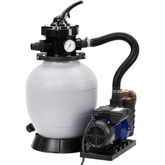 Mescukay 13" Sand Filter Pump - 2 LBS Filter Ball, 3434GPH 3/4HP Pool Sand Filter for Above Ground and Inground Pool Up to 8500 Gallons,with 6-Way Multi-Port Valve & Strainer Basket