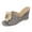 Womens Sandal - Gray, variant on Wedge Sandals for Women Open Toe Slip On Mules Bohemian Rustic Oversized Burlap Flower Applique Woven Texture Summer Vacation Cruise Holiday Footwear