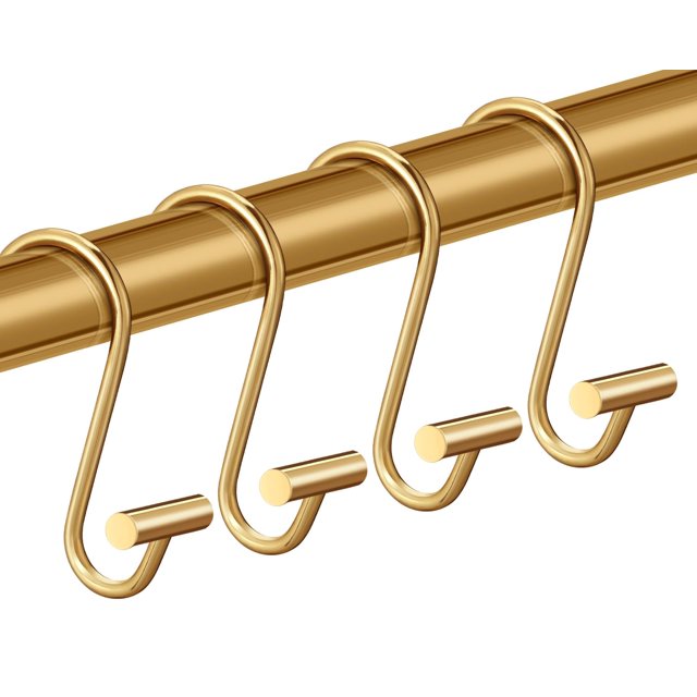 Juego de 12 ganchos para cortinas de ducha CHICTIE Gold de metal de primera calidad