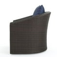 thumbnail image 3 of Noble House Darius Outdoor Aluminum Brown Wicker Swivel Chair Navy Blue Cushion, 3 of 24