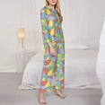 thumbnail image 3 of Fuzoiu Colorful Easter eggs Print Women's Long-Sleeved Pajama,Lounge Button Down Nightwear,Womens Notch Collar Pajama Set-X-Large, 3 of 7
