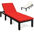 thumbnail image 1 of Gymax Patio Lounge Chair Rattan Chaise w/ Adjustable Red & Off White Cushioned, 1 of 7
