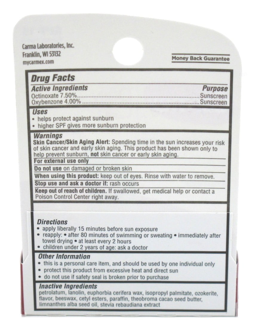 Carmex Lip Balm Stick Cherry Spf#15 0.15 Ounce (Pack of 12)