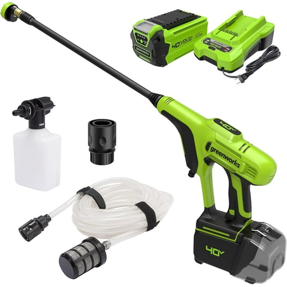 Greenworks 40V (600 PSI 0.8 GPM) Power Cleaner, 2Ah USB Battery and Charger Included