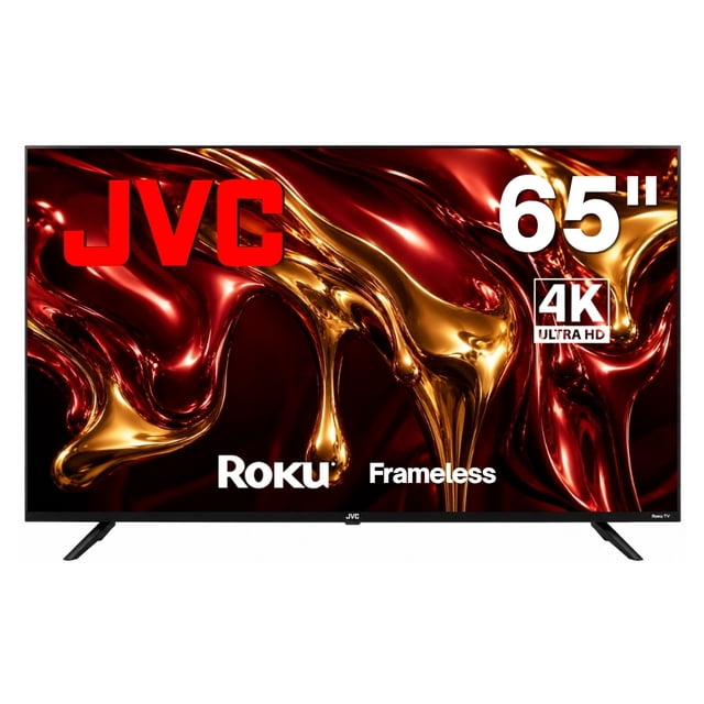 JVC Smart TV 65 pulgadas 4K UHD LED Frameless Roku TV Dolby Audio WiFi 4 HDMI 2 USB AV Netflix YouTube Prime Video Modelo SI65URF