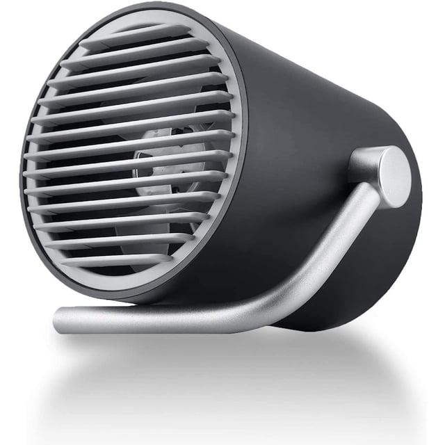 Ventilador USB pequeño ultra silencioso - Mini ventilador de mesa portátil con tecnología Turbo Wind (negro)