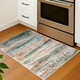 thumbnail image 6 of iOhouze 2x3 Small Area Rugs Abstract Rugs Throw Rugs with Rubber Backing Washable Indoor Front Door Mat Print Faux Wool Doormat for Bedside Entrance Entryway, Green/Turquoise, 6 of 8