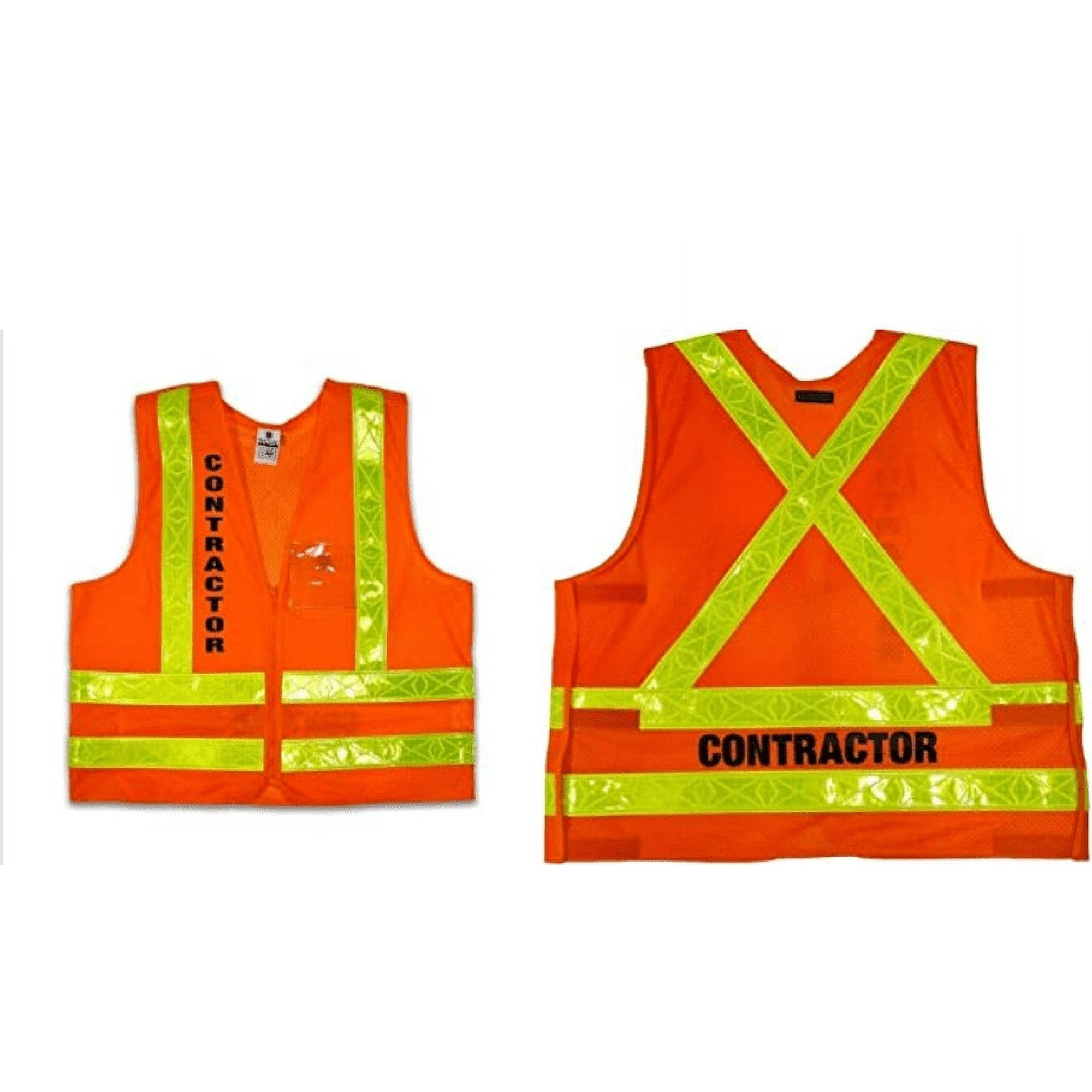 NYCTA Style Contractor High Visibility Reflective Safety Vest Zipper & Breakaway Size L/XL
