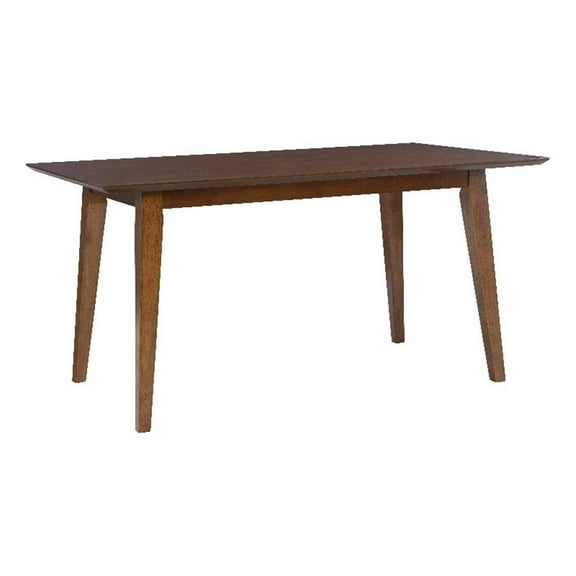 Linon Patty Mid-Century Wood Dining Table with Tapered Legs in Brown Stain