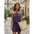 thumbnail image 3 of Women Mini Halter Dress Metal Eyelet Sleeveless Open Back Bubble Dress, 3 of 7