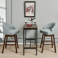 thumbnail image 4 of Costway Set of 2 Swivel Bar Stools Tufted Bar Height Pub Chairs with Rubber Wood Legs Grey, 4 of 9