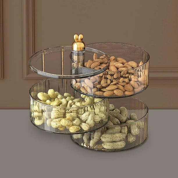 Bandeja de frutos secos de 3 capas, herramientas de cocina multiusos transparentes, contenedor para frutos secos, platos de aperitivos secos para el A