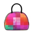 thumbnail image 2 of Pink and Red Checkered Pattern Insulated Lunch Bag,Leakproof Large Capacity Lunch Box for Work,Picnic or Travel,11.4 X 6.7 X 8.3 Inches, 2 of 6