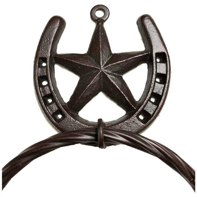 Rustic Horseshoe and Texas Star Towel Ring Bath Hanger Rustic Horseshoe and Texas Star Towel Ring Bath Hanger