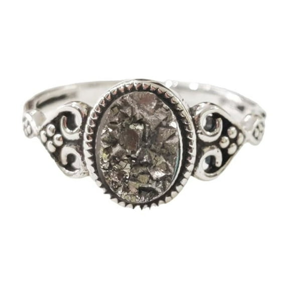 Natural Pyrite Ring, Rough Pyrite Gemstone Ring, Money Catching Power, Tiny Bohemian Ring, 925 Sterling Silver, Womens Ring, Christmas Thanksgiving, Handmade Statement Jewelry, Real Pyrite