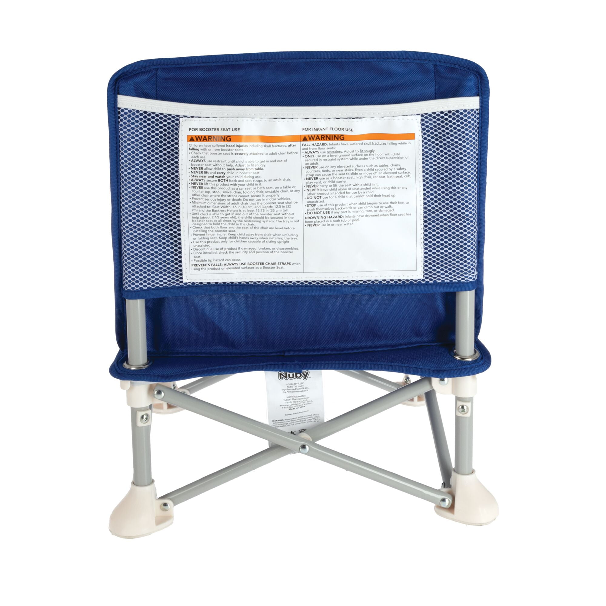 Nuby Pop-Up Portable Booster Seat with Removable Tray, Blue