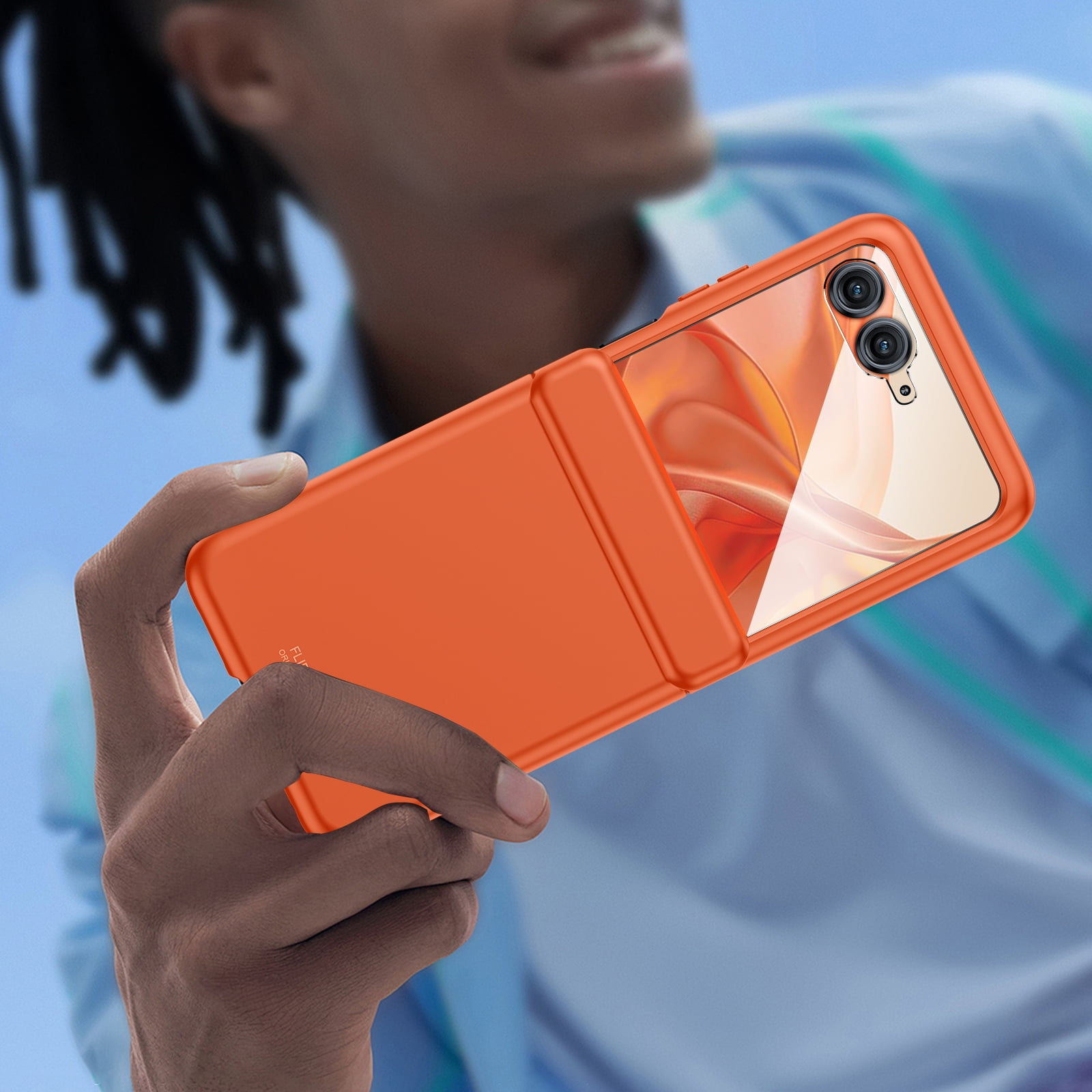 Oupeigar For Motorola Razr 60 Pro/50 Ultra Case,Built-in Screen Protector,Slim Full-Body Rugged Anti-Scratch Shockproof Phone Case-Orange