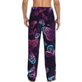 thumbnail image 3 of Junzan Men'S Pajama Pants Purple Butterfly Sleepwear Pants Pj Bottoms Drawstring And Pockets, 3 of 9
