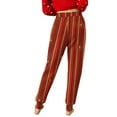 thumbnail image 4 of Women's Home Casual Christmas Print Plush Sweatpants, Burgundy, Size S, 4 of 5