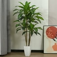 thumbnail image 2 of DR.Planzen Artificial Dracaena Tree 4FT, Faux Tree with White Tall Planter, Fake Tropical Floor Plant, Artificial Silk Tree for Home Office Living Room Decor Indoor, 2 of 8