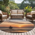 thumbnail image 5 of Oceans Sailing Boats Round Living Room Rugs 8 ft, Sunsets Sea Waves Nature Landscape Washable Large Area Rug with Non-Slip Sturdy Edge Binding Round Carpet for Dining Room Kitchen Office, 5 of 9