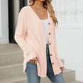 thumbnail image 5 of ATOYSOY Women's Open Front Knitted Cardigan Button Fall Winter Loose Sweater Jackets Long Sleeve Tops Outwear Lightweight Coat Casual Ribbed Sweatshirts Pockets Pink S, 5 of 8